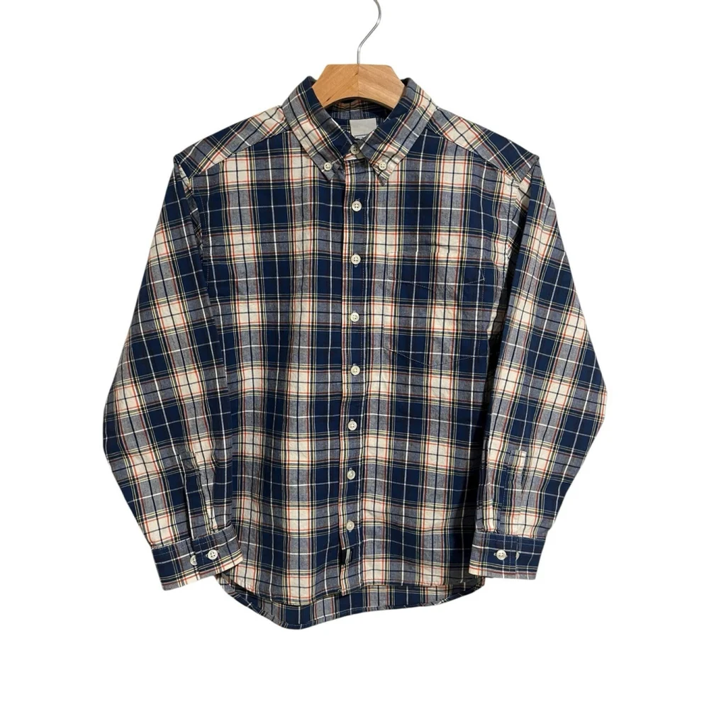 Old Navy Boys Red White Blue Plaid Button Up Shirt Large